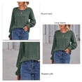 thumbnail image 3 of Mujeres T Camisas ronda Masajeadores de cuello shirred manga larga puff color puro casual Top para el desgaste diario OD verde XL, 3 of 4
