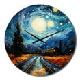 thumbnail image 2 of Designart "Vincent s Perspective Blue Train Rails I" Transportation Oversized Wall Clock, 2 of 5