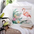 thumbnail image 3 of 18x18 Pillow Covers Set of 2, Pink Flamingo Throw Pillow Covers Decorative Couch Cushion Case, Floral Summer Botanical Watercolor Wooden Microfiber Square Pillowcases for Bedroom Car Living Room, 3 of 7