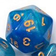 thumbnail image 5 of dés Numériques Bicolores Multi-Facettes Noir+or de 7 Jeu de Groupe Coloré dés DND, 5 of 5