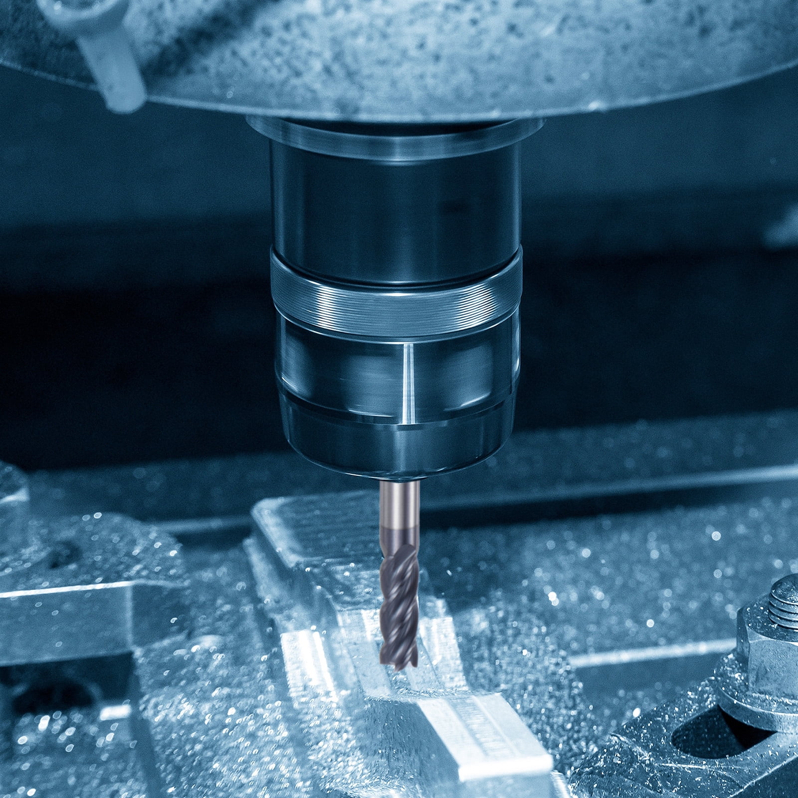 End Mill Set, 5/16" 3/8" 1/2" 4 Flutes Tungsten Steel Round Shank CNC Milling Bit