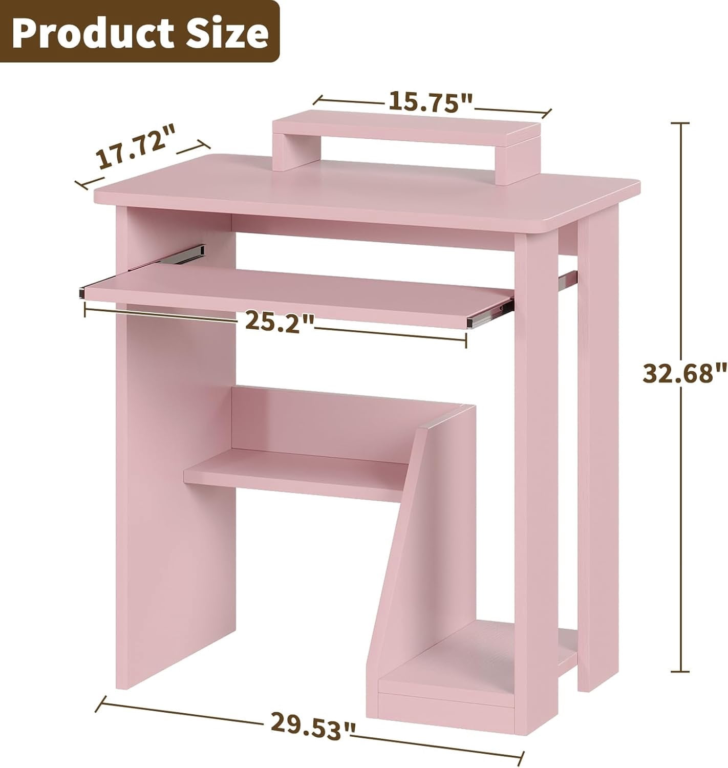 30" Small  Desk with Keyboard Tray  Stand, Study Writing Desk with Storage Shelves, Modern Workstation for Small Spaces, Save Space,