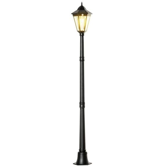 Outdoor Lighting Outsunny 77" Solar Lamp Post Light, Waterproof Aluminum Outdoor Vintage Street Lamp, Motion Activated Sensor PIR, Adjustable Brightness, for Garden, Lawn, Pathway, Driveway, Black,Ou