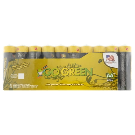 Go Green Heavy Duty AA Batteries, 20 Count