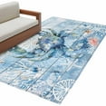 thumbnail image 6 of Coastal Blue Crab Area Rug 4x6 Washable Rug Non Slip Ocean Nautical Starfish Coral Wooden Large Area Rug Indoor Floor Carpet for Entryway Bedroom Kitchen Living Room Home Office Dining Room Nursery, 6 of 8