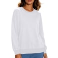thumbnail image 6 of ClodeEU Women's Crew Neck Long Sleeve Sweatshirt,Casual Loose Fit Pullover Top White,Women's Plus XXL, 6 of 9