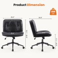 thumbnail image 6 of Criss Cross Legged Chair, Armless Office Desk Wide Seat Wheels, Swivel Height Adjustable Comfy Computer Task Seating Modern Home Room, 6 of 10