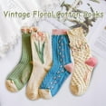 thumbnail image 7 of 4/5 Pack Cute Womens Floral Socks, Cotton Vintage Embroidered Casual Crew Socks, 7 of 7