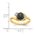 thumbnail image 2 of Solid 14k Yellow Gold 6mm Black Freshwater Cultured Pearl Diamond Ring Band Size 6.5 (.082 cttw.), 2 of 3
