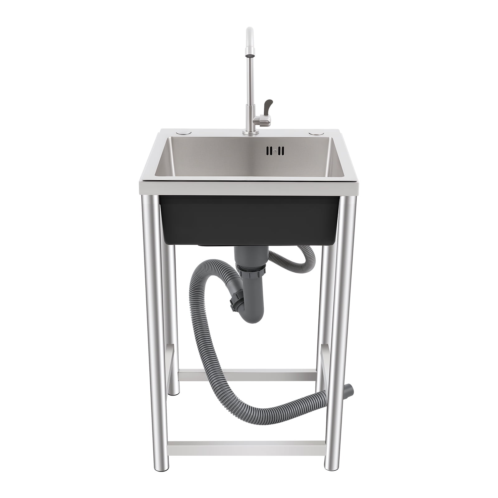 Vintoro Stainless Steel Kitchen Sink with Faucet, Free Standing Utility Sink, Single Bowl Commercial Sink