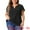 Black, variant on Women's Plus Blouses Notched V Neck Short Petal Sleeve Shirts Casual Dressy Tops 1X Dark Blue