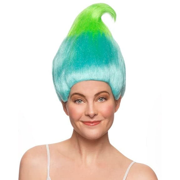 Trolls Creek Color Sky Blue/Lime - Enigma Wigs Colorful Twins Trollz Queen Russell Womens Costume Brand Multicolor Bundle with Wig Cap, MaxWigs Costume Wig Care Guide