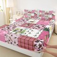 thumbnail image 4 of Castle Fairy Pink Patchwork Duck Deer Bed Sheets 4-Piece,Feather Plaid Camo Full Size Sheets,Pink Brown White,1 Fitted Sheet, 1 Flat Sheet and 2 Pillowcases, 4 of 6