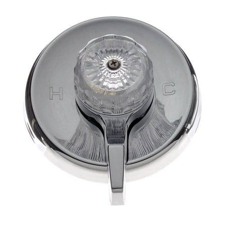 Thrifco 4402605 Tub/Shower Single Handle Trim Kit for MIXET with 5-1/2 Inch Flange - Acrylic Knob with Volume & Temperature Control Handle, Chrome Finish Faceplate Trim