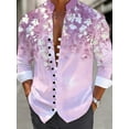 thumbnail image 3 of Men's Casual Long Sleeve Button Down Floral Shirt Hawaii Beach Fashion Printed Shirts Light blue XL, 3 of 4