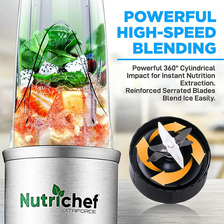 Nutrichef NCBL1000 Personal Electric Single Serve Small Professional  Kitchen Countertop Mini Blender for Shakes and Smoothies w/Pulse Blend