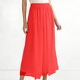 thumbnail image 2 of Womens Culottes Pants High Waist Solid Satin Chiffon Palazzo Pants Wide Leg Ankle Lightweight Soft Trousers, 2 of 4