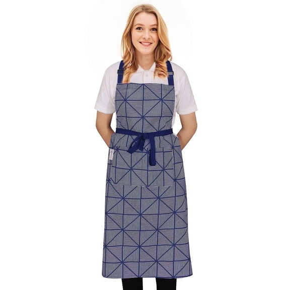 RUVANTI Aprons for Women with Pockets - Adjustable up to XXL - 100% Cotton - Cute Aprons for Cooking, Kitchen, Server, Barber, Restaurant, Chef Apron - 1 Pack