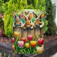 thumbnail image 4 of America Forever Bunnies Spring Garden Flag, 12.5” x 18” Double Sided, Spring Summer Easter Day Flags, Three Cute Bunnies Tulip Garden and Butterflies, for Outdoor Patio and Home Decoration, 4 of 5