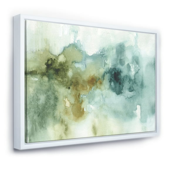 Designart ' Abstract Watercolor Green House ' Modern & Contemporary Framed Canvas
