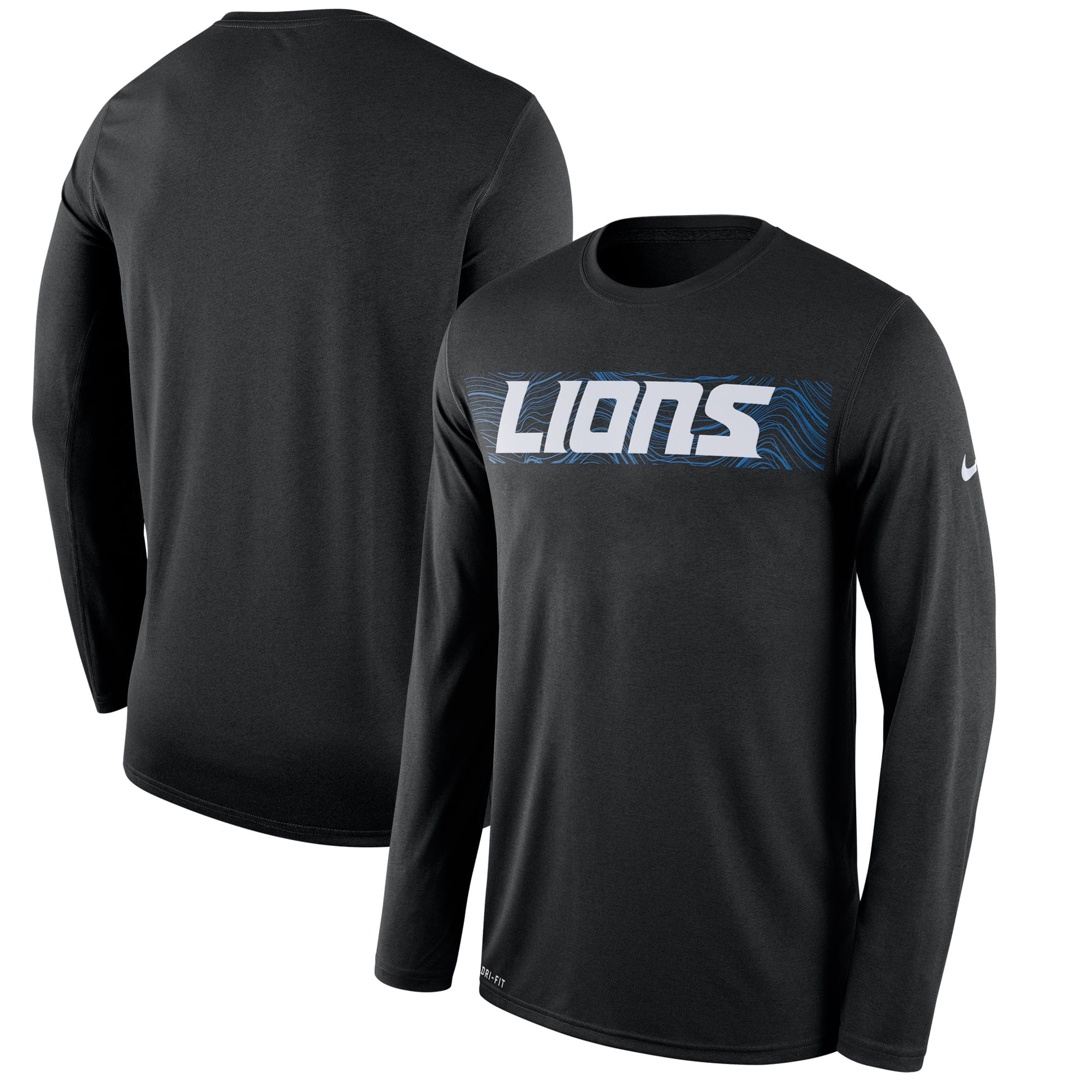 Detroit Lions Nike Sideline Seismic Legend Long Sleeve T-Shirt - Black ...