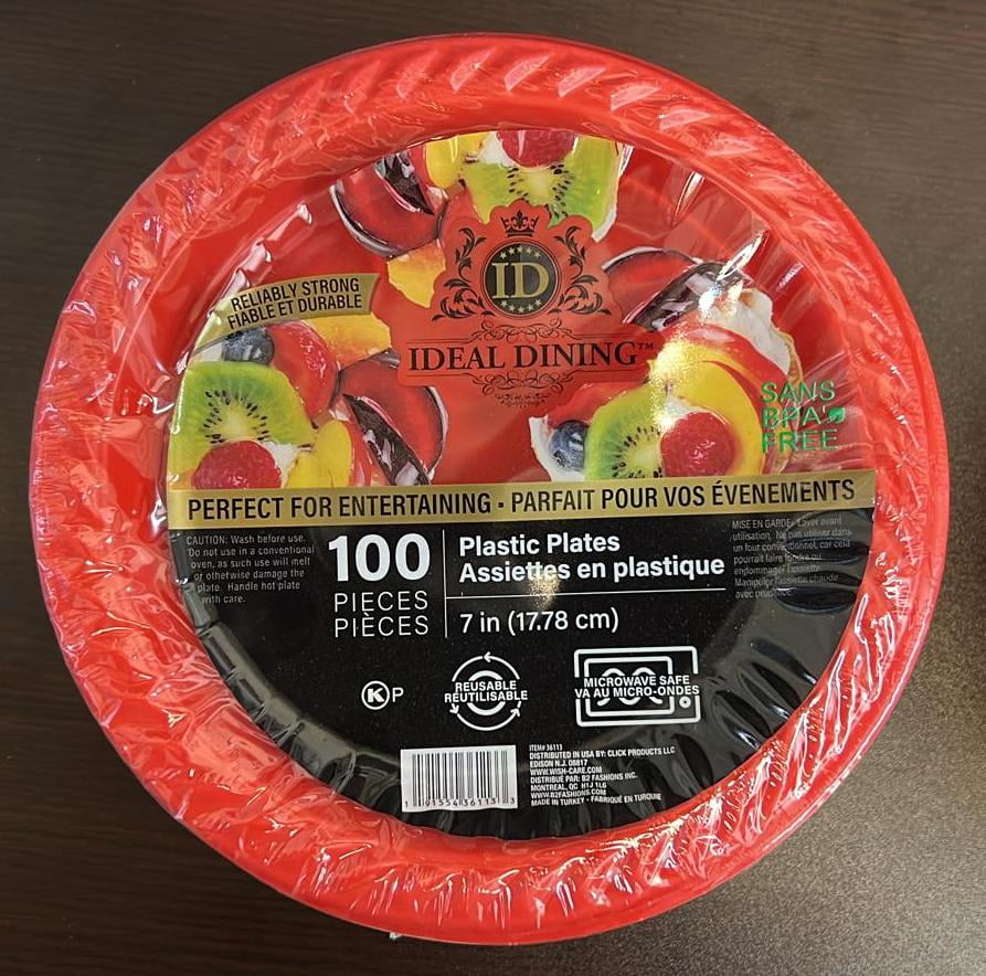 Nicole Fantani's Ideal Dining 10 inch Disposable Red Plastic Plates Good to Use in Microwave, Bulk Stock for Restaurant, Hotel, Deli & Elegant Parties