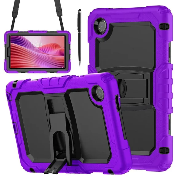 Case for Lenovo Tab One 8.7 inch 2025 / Tab K9 8.7" 2025 TB305XU TB305FU, Heavy Duty Rugged Shockproof Drop Protection Cover with 360 Rotatable Stand, Hand Strap & Shoulder Strap, Stylus Pen
