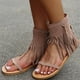 thumbnail image 1 of Sandalias romanas con punta de jersey y cremallera lateral plana, transpirables, informales, vintage, para mujer Wmkox8yii  nm2436, 1 of 5