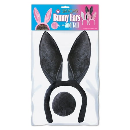 Star Power Bunny Rabbit Ears And Tail Set 2pc Accessory Kit, Black, One-Size