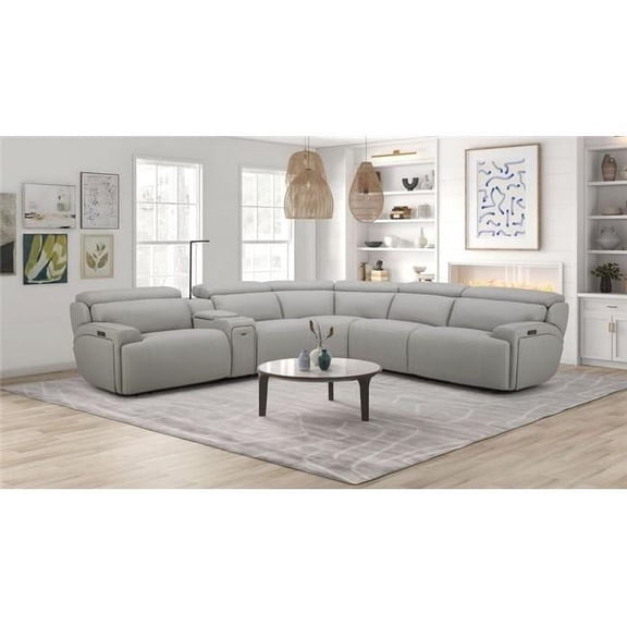 J&M Furniture 17223 6095B U756043 Sectional Sofa, Light Grey