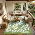 thumbnail image 2 of Lahome 6'x9' Outdoor Camping Rug - Waterproof Reversible Plastic Straw Mat,Green Flower Pattern for Camper, Garden & Tent (Green Flower), 2 of 9