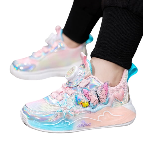 Willtoo Girls Kid's Butterfly Running Sneaker Tennis Mesh Athletic School Gym Lace-up Walking Shoes for Toddler/Little Kid/Big Kid