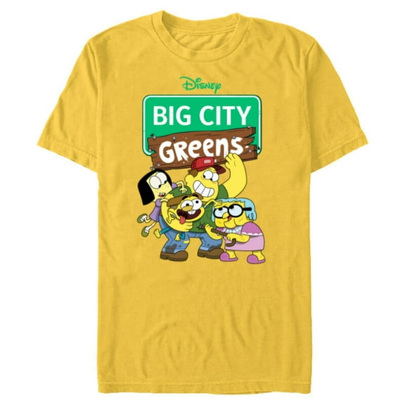 Disney Channel Big City Greens - Short Sleeve Blended T-Shirt for Adults -Customized-Yellow