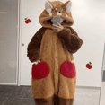 thumbnail image 7 of Unisex Lesser Panda Warm Flannel Cute Animal One-Piece Pajamas Christmas Sleepwear Jumpsuit Pajamas Coffee L, 7 of 7