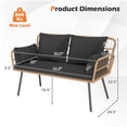 thumbnail image 2 of Costway Patio Wicker Loveseat Furniture with Seat Back Cushions, Heavy-Duty Metal Legs Black, 2 of 9
