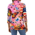 thumbnail image 5 of FrzhBrz 3/4 Sleeve Tops for Women US 250th Anniversary Shirt Women Crew Neck Pullover Vintage Flag Floral Graphic Tee Tops 4th of July T Shirts, 5 of 5