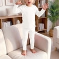 thumbnail image 2 of felwors Boys 2 Piece Outfit Fall Long Sleeve Top and Jogger Pants Kids Tracksuit Pant Set (White,1-2 Years), 2 of 7