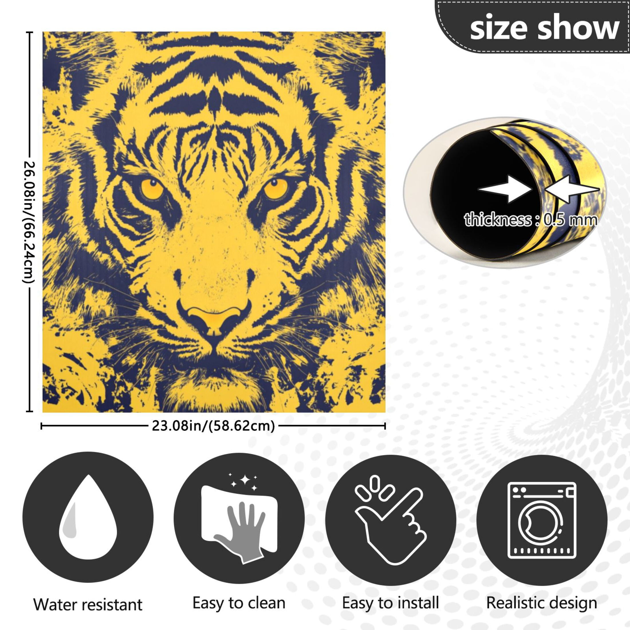 Dishwasher Magnetic Sticker 23x26 Inch Refrigerator Magnetic Sticker Washing Machine Magnetic Sticker Kitchen Panel Magnetic Sticker Home Decor Yellow Tiger Face
