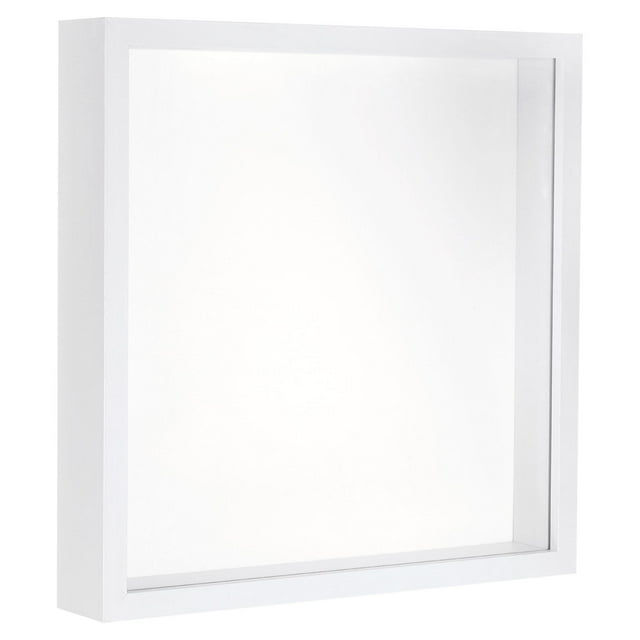 Unique Bargains 12x12 Shadow Box Frame Wooden Dried Flower Photo Frame Floating Photo Frame White