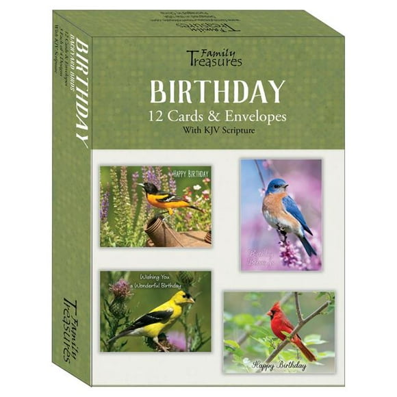 Family Treasures Wholesale 22478X Boxed - Card Birthday-Backyard Birds - Box of 12