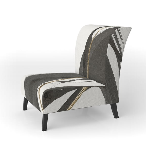 Designart "Gold Glamour Circle IV" Upholstered Glam Accent Chair - Arm Chair