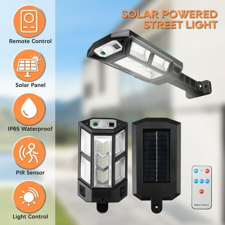 

Innens Super Bright LED Outdoor Dusk to Dawn Solar Street Light Road Lamp With Remote