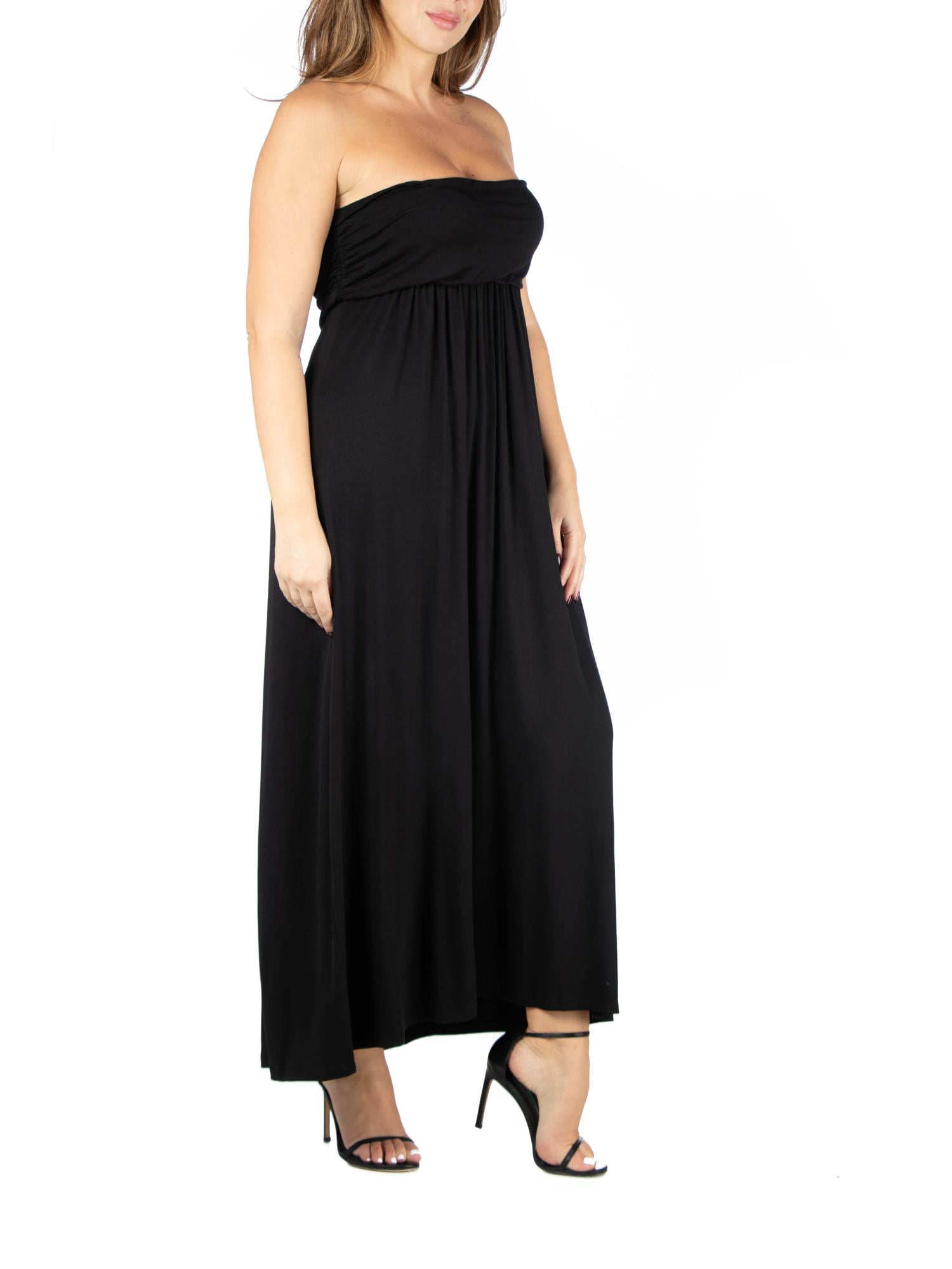 24seven Comfort Apparel Plus Size Strapless Maxi Dress