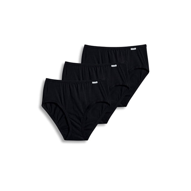 Refurbished Jockey Elance Hipster Underwear 3 Pack, 100% Combed Cotton, Mid-Rise, Full Coverage, Black, Size 5/S