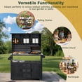 thumbnail image 4 of Harper & Bright Designs Outdoor Potting Bench Table with Cabinet, Garden Workstation Table for Plants with Hutch, Large All-Weather Potting Table with Stainless Steel Top, Drawers and Shelves, Black, 4 of 20