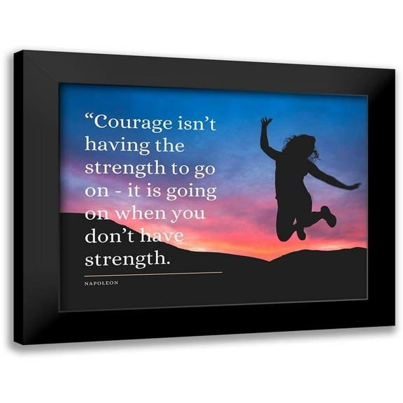 ArtsyQuotes 14x12 Black Modern Framed Museum Art Print Titled - Napoleon Bonaparte Quote: Courage