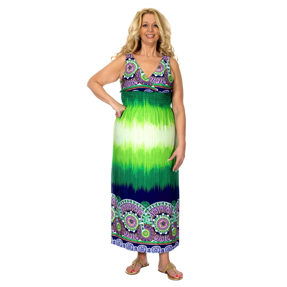 Hot Women's Plus Size Ankle Length Maxi Dress with VCut Neckline
