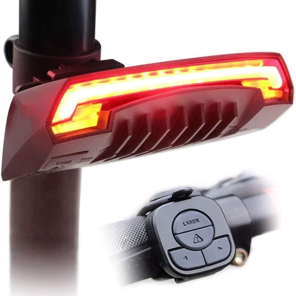 ROCKBROS Bike Tail Light Remote Control Steering Laser Taillight Triple Dynamic Warning 2000 mAh Adjustable Angle/IPX4 Waterproof Bicycle Taillight Lamp for Night Safety Ride