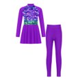 thumbnail image 4 of iiniim Kids Girls Swimsuit Rash Guard Swimwear Bathing Suit Long Sleeve Swimming Dress with Pants Set Purple 14, 4 of 7