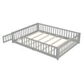 thumbnail image 4 of PAPROOS Queen Montessor Floor Bed, Solid Wood Toddler Bed with Safety Guardrail and Door, Easy Assembly, Low-to-Floor Bed Frame with Slats for Kids, Gray, 4 of 11